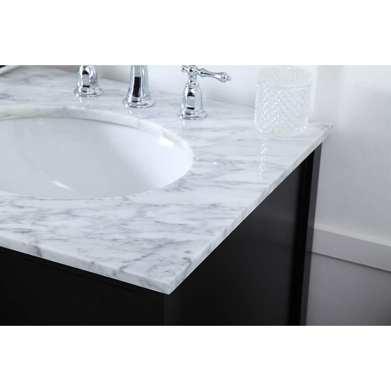 Image 5 60-Inch Black Double Sink Bathroom Vanity with Carrara White Marble Top more views