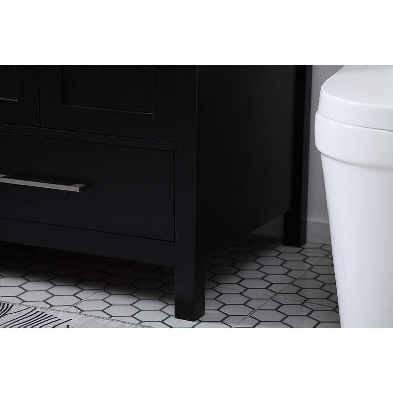 Image 6 60-Inch Black Double Sink Bathroom Vanity with Carrara White Marble Top more views