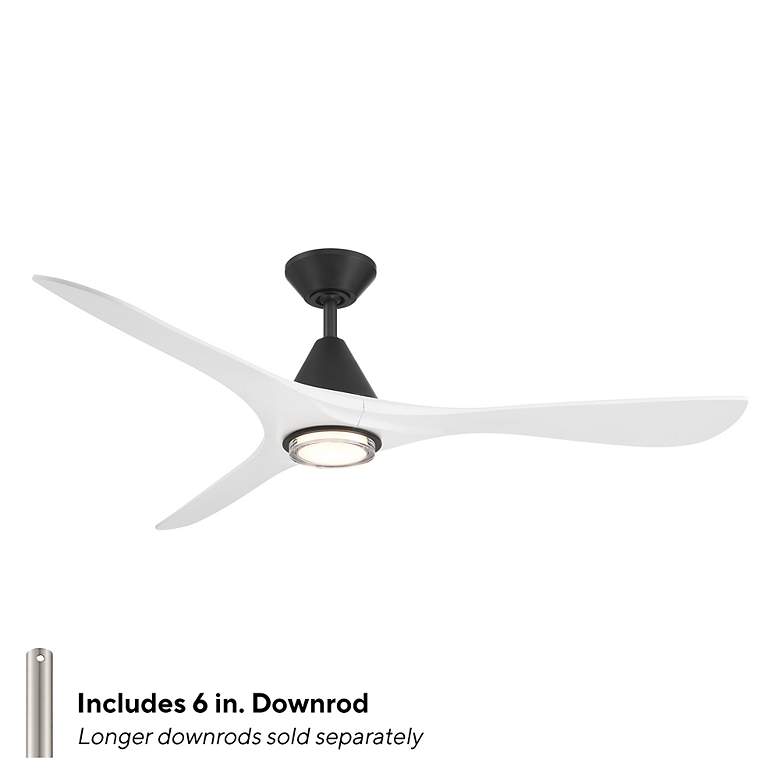 Image 5 60" Carve Matte Black LED Smart Ceiling Fan w/ White Blades more views