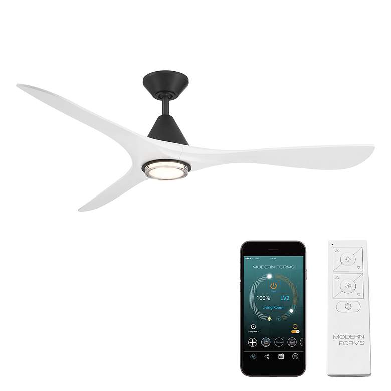 Image 7 60" Carve Matte Black LED Smart Ceiling Fan w/ White Blades more views