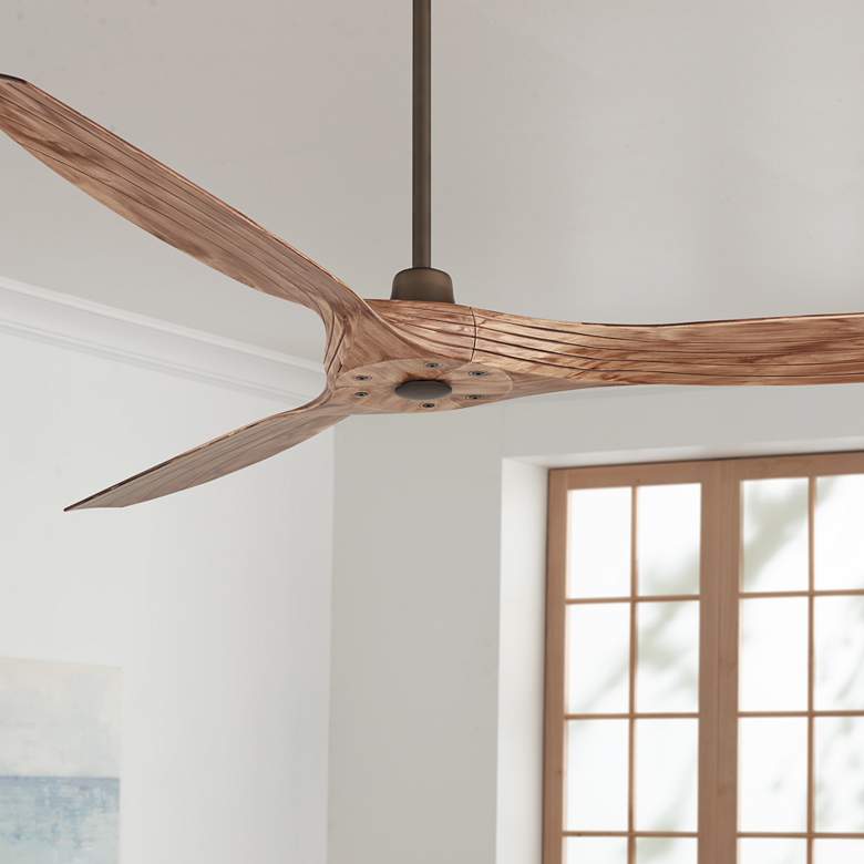Image 1 60" Casa Aireon Bronze and Wood Damp Rated Ceiling Fan with Remote