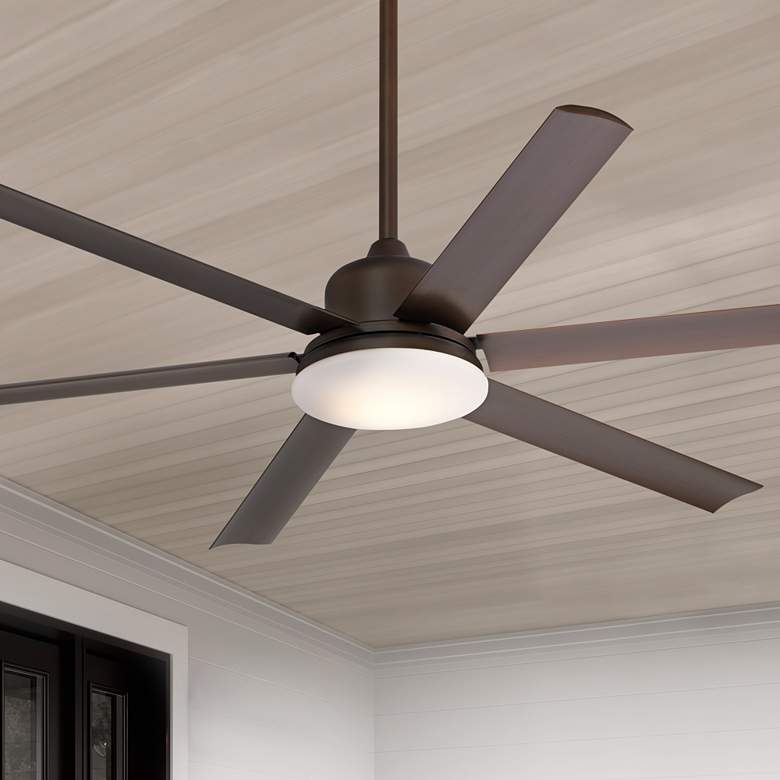 Image 1 60" Casa Arcade™ Bronze Damp Rated LED Ceiling Fan with Remote