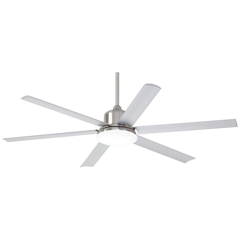 Image 2 60" Casa Arcade Brushed Nickel Damp Rated Modern LED Fan with Remote