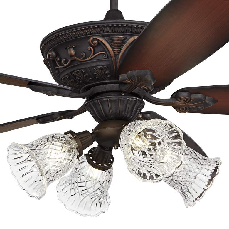Image 3 60" Casa Montego™ Bronze Clear Glass Teak LED Ceiling Fan more views