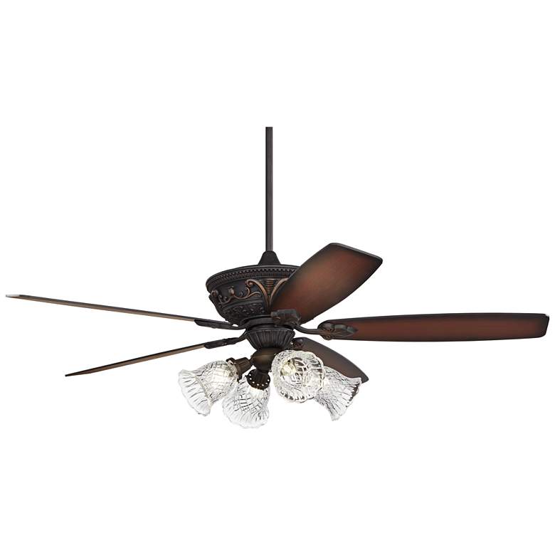 Image 5 60" Casa Montego™ Bronze Clear Glass Teak LED Ceiling Fan more views