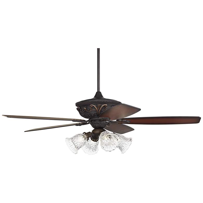Image 6 60 inch Casa Montego&#8482; Bronze Clear Glass Teak LED Ceiling Fan more views