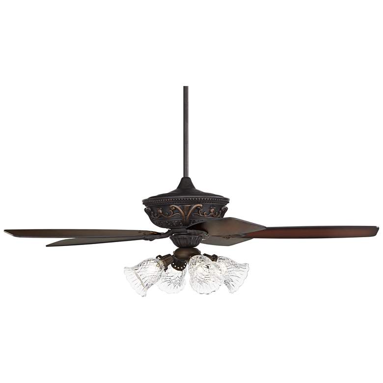 Image 7 60" Casa Montego™ Bronze Clear Glass Teak LED Ceiling Fan more views