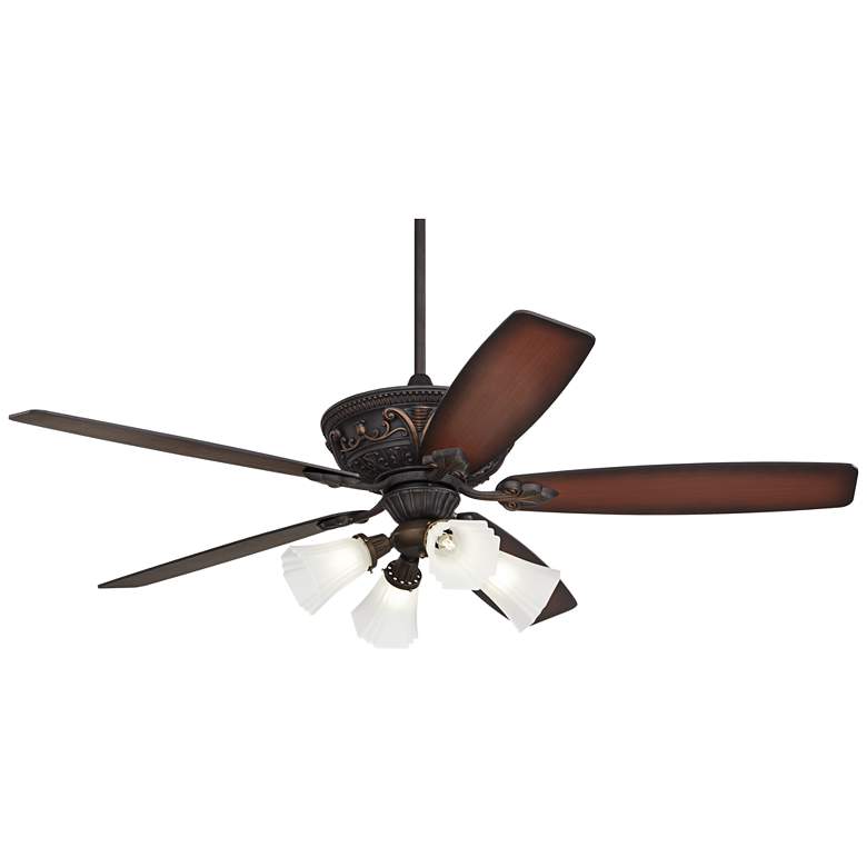 Image 5 60 inch Casa Montego&#8482; Bronze Frosted Glass Teak LED Ceiling Fan more views