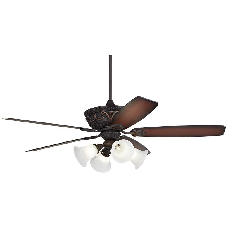 Image 2 60" Casa Montego™ Bronze Marbleized Glass Teak LED Ceiling Fan