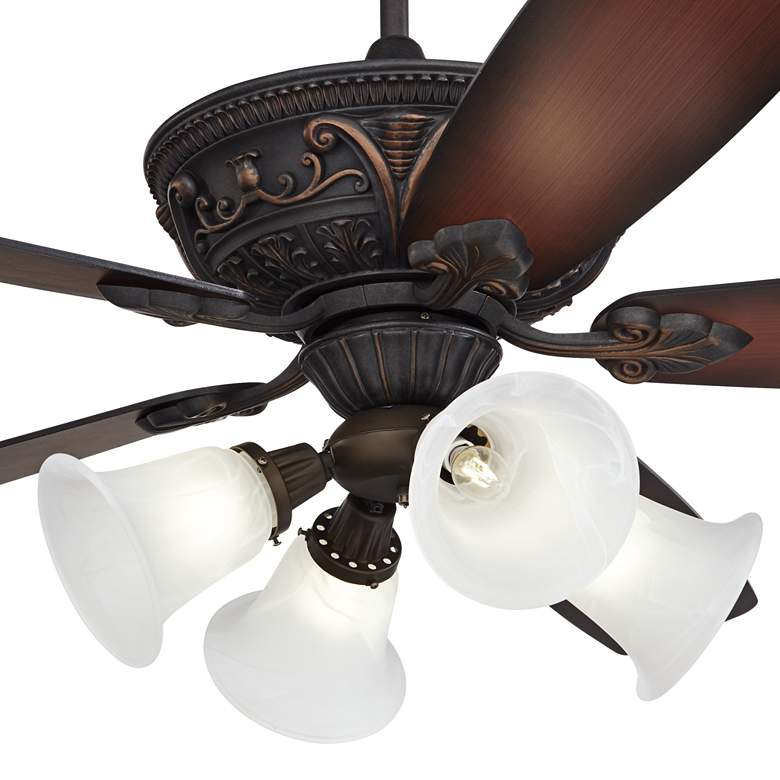 Image 3 60" Casa Montego™ Bronze Marbleized Glass Teak LED Ceiling Fan more views