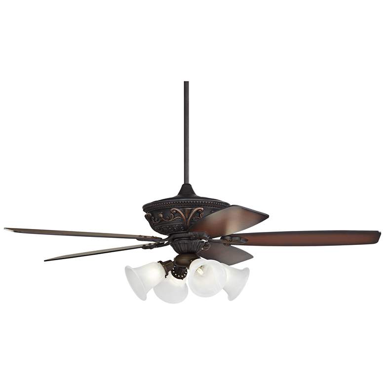 Image 6 60" Casa Montego™ Bronze Marbleized Glass Teak LED Ceiling Fan more views