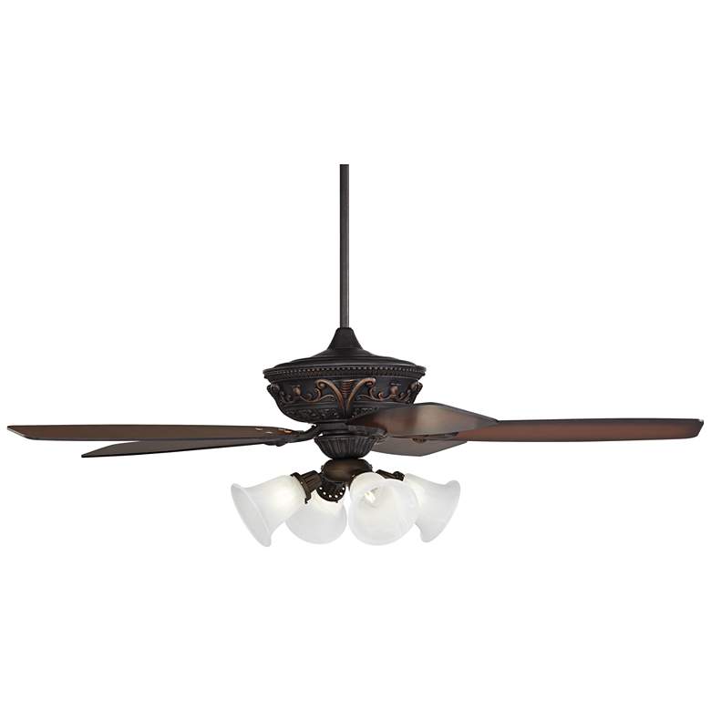 Image 7 60" Casa Montego™ Bronze Marbleized Glass Teak LED Ceiling Fan more views