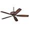 60" Casa Montego Bronze Shaded Teak Ceiling Fan with Pull Chain