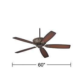 Image3 of 60" Casa Montego Bronze Shaded Teak Ceiling Fan with Pull Chain more views