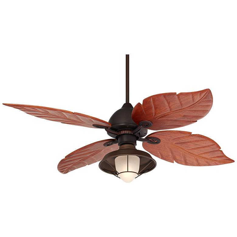 Image 2 60 inch Casa Oak Creek Frosted Glass Damp LED Ceiling Fan with Pull Chain