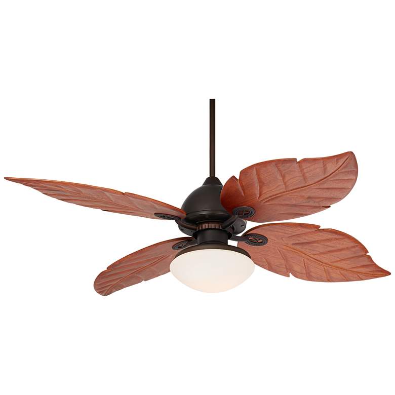 Image 2 60 inch Casa Oak Creek White Glass Damp LED Pull Chain Ceiling Fan