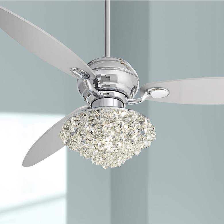 Image 1 60" Casa Spyder Polished Chrome and Crystal LED Ceiling Fan