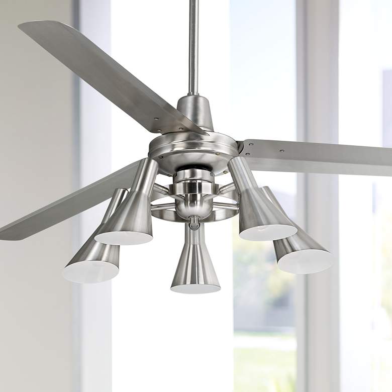 Image 1 60 inch Casa Turbina&#8482; Brushed Steel 5-Light Ceiling Fan