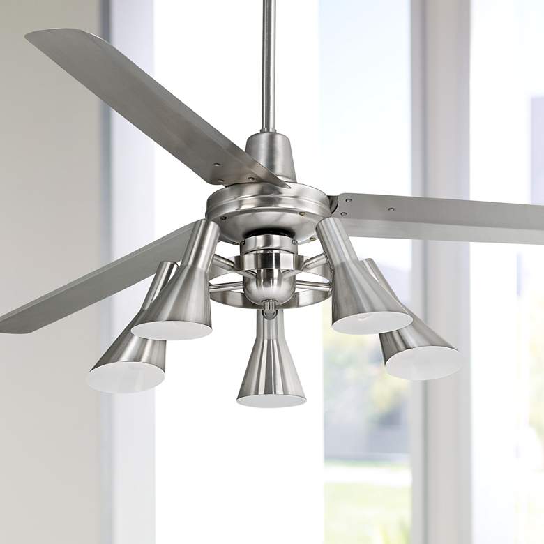 Image 1 60" Casa Turbina™ Brushed Steel 5-Light Ceiling Fan