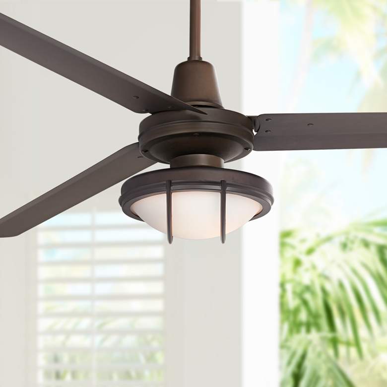 Image 1 60" Casa Turbina DC Bronze Damp Rated LED Ceiling Fan with Remote