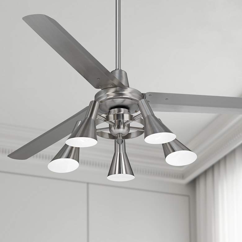 Image 1 60" Casa Turbina DC Brushed Nickel 5-Light LED Ceiling Fan with Remote
