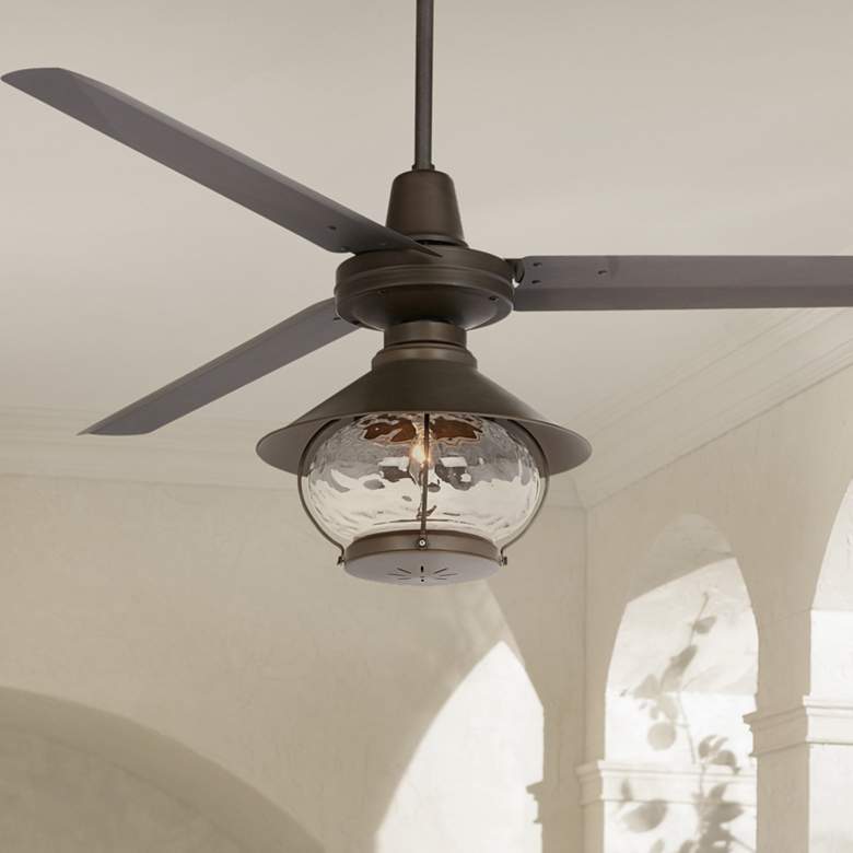 60&quot; Casa Turbina DC Damp Bronze LED Lantern Ceiling Fan with Remote