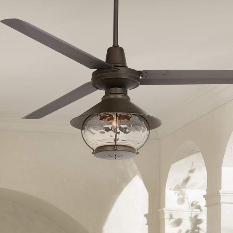 Image 1 60 inch Casa Turbina DC Damp Bronze LED Lantern Ceiling Fan with Remote