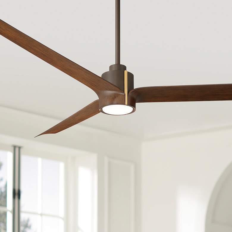 Image 1 60" Casa Vieja Aero Bronze and Dark Walnut LED Ceiling Fan with Remote