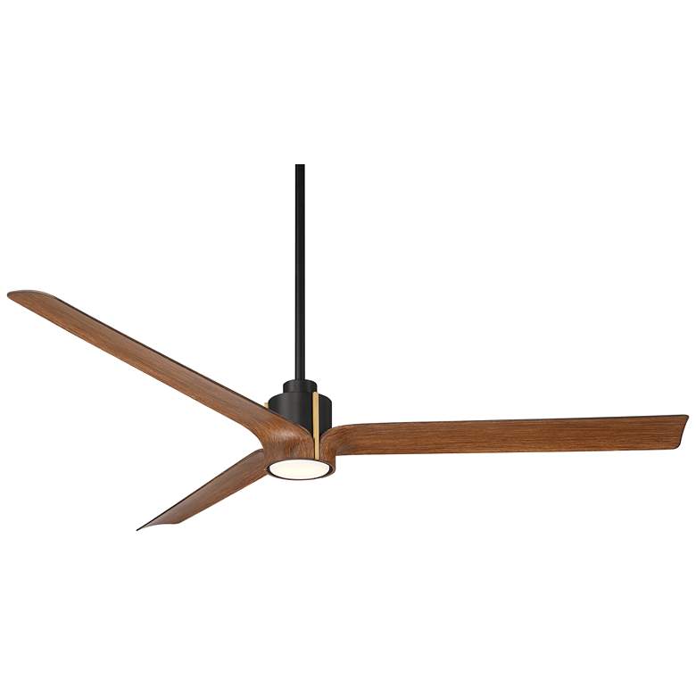 Image 2 60" Casa Vieja Aero Matte Black and Koa LED Ceiling Fan with Remote