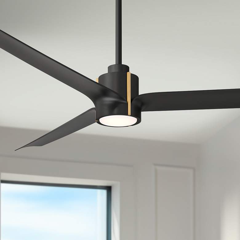 Image 1 60" Casa Vieja Aero Matte Black LED Ceiling Fan with Remote