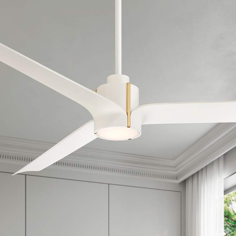 Image 1 60" Casa Vieja Aero Matte White LED Ceiling Fan with Remote
