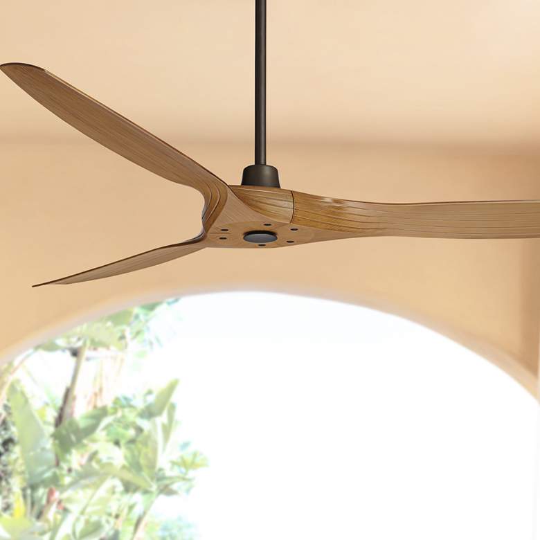 Image 1 60" Casa Vieja Aireon Bronze Walnut Damp Rated Ceiling Fan with Remote