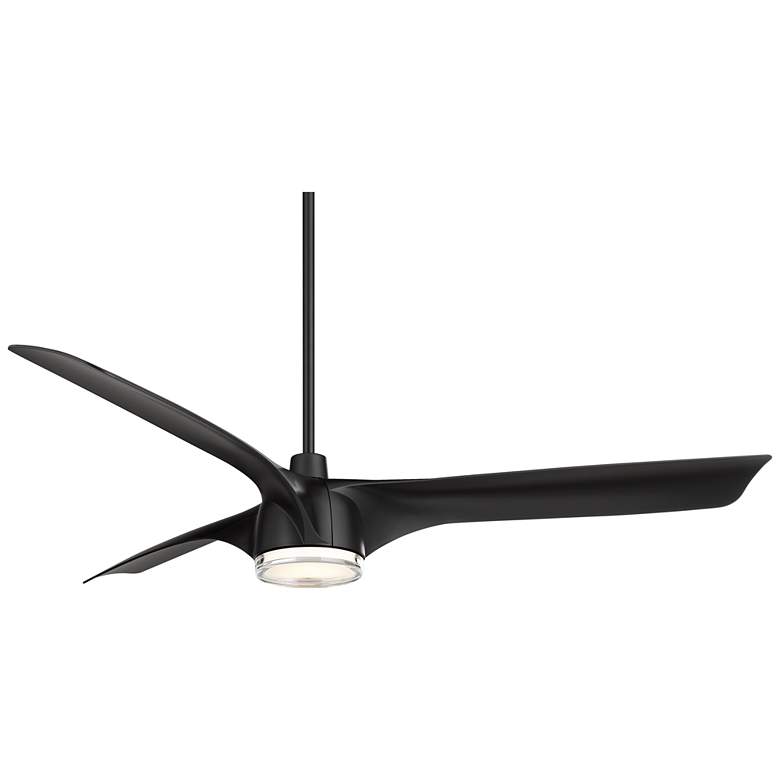 Image 2 60" Casa Vieja Artistry Matte Black LED Damp Ceiling Fan with Remote