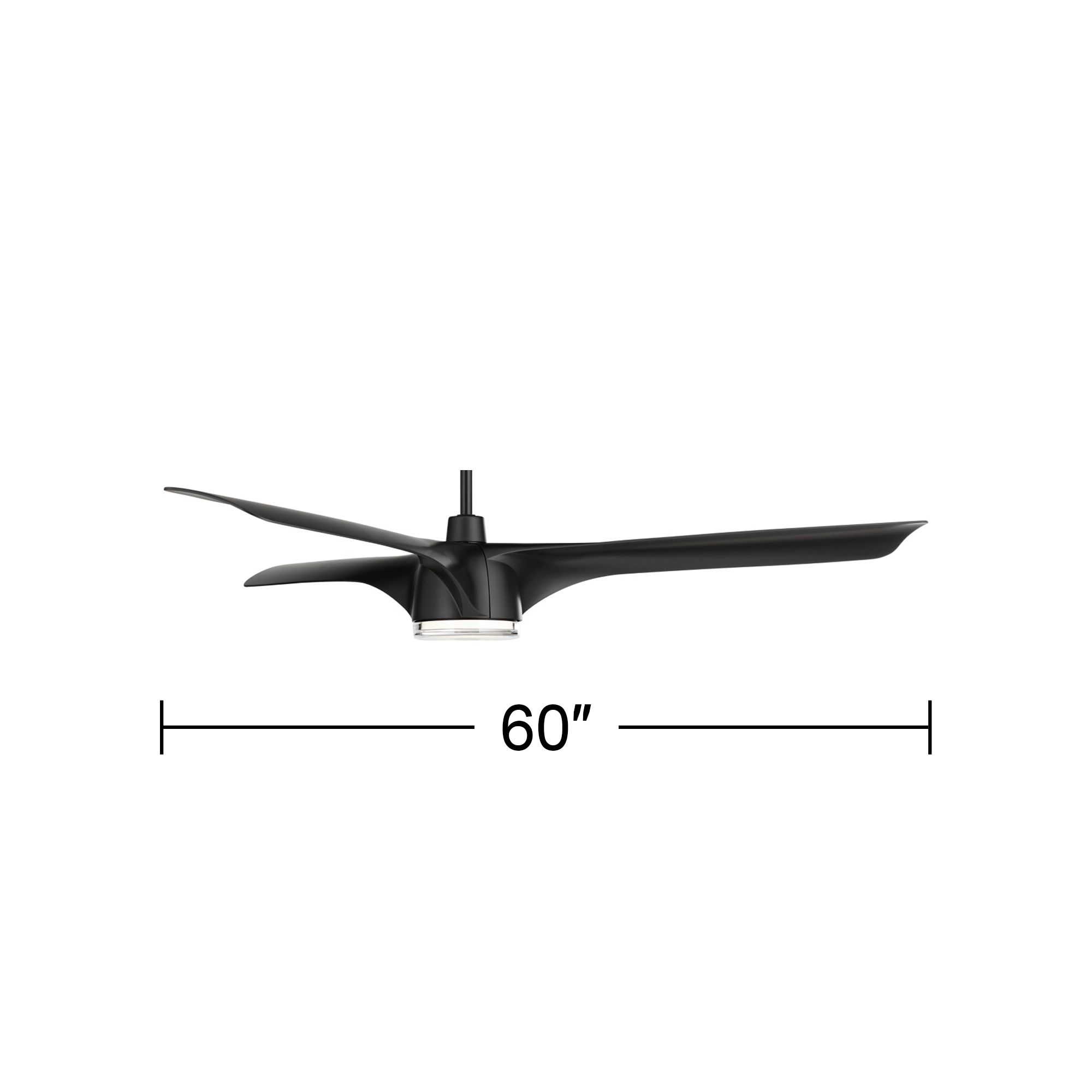 60" Casa Vieja Artistry Matte Black LED Damp Ceiling Fan with Remote