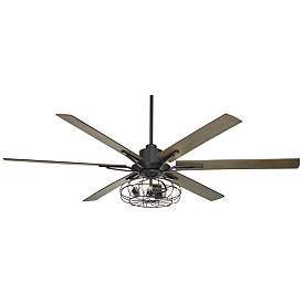 Image2 of 60" Casa Vieja Expedition Black LED Rustic Ceiling Fan with Remote