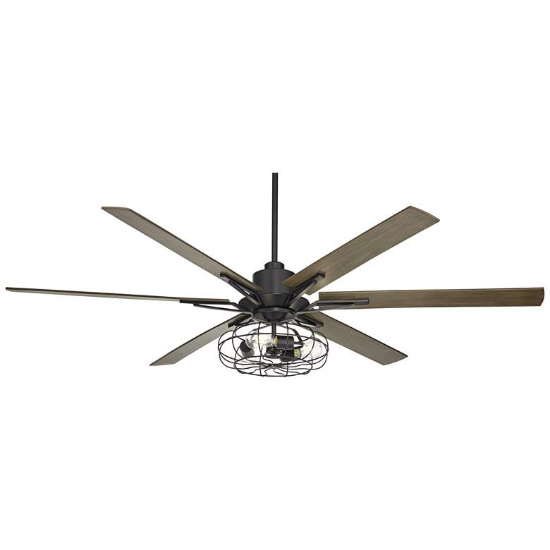 Image 2 60" Casa Vieja Expedition Black LED Rustic Ceiling Fan with Remote