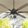 1_60" Casa Vieja Expedition Black LED Rustic Ceiling Fan with Remote