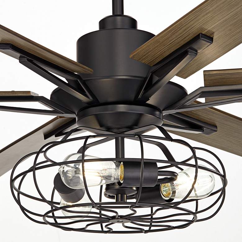 Image 3 60" Casa Vieja Expedition Black LED Rustic Ceiling Fan with Remote more views