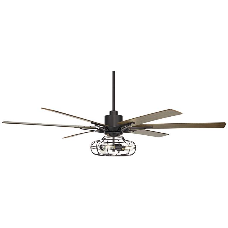 Image 6 60" Casa Vieja Expedition Black LED Rustic Ceiling Fan with Remote more views