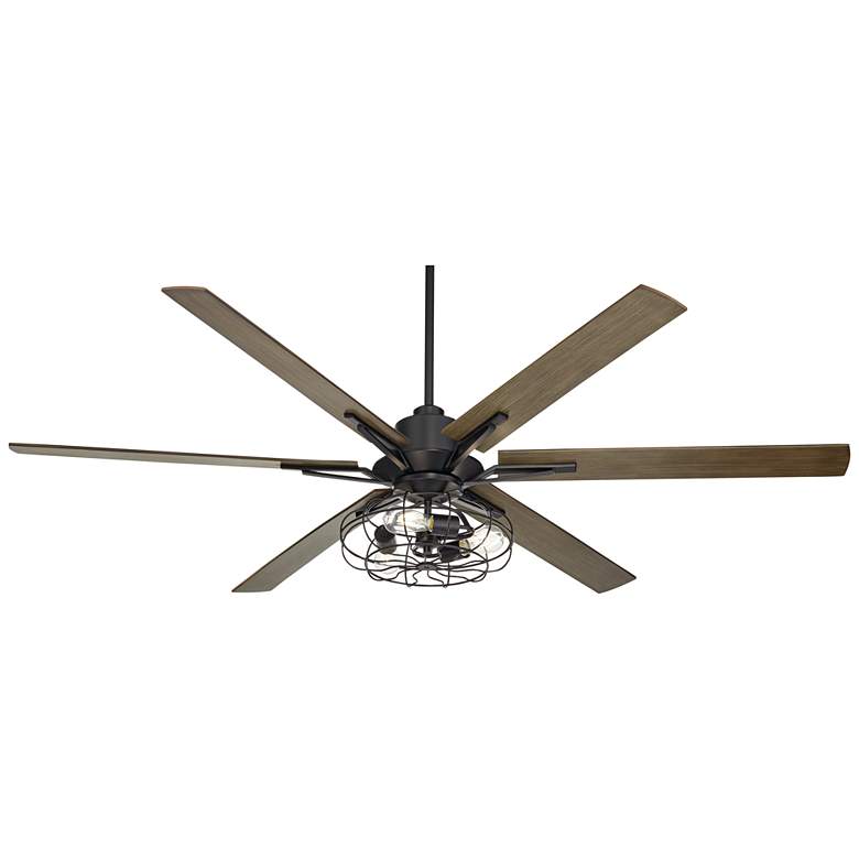 Image 7 60" Casa Vieja Expedition Black LED Rustic Ceiling Fan with Remote more views