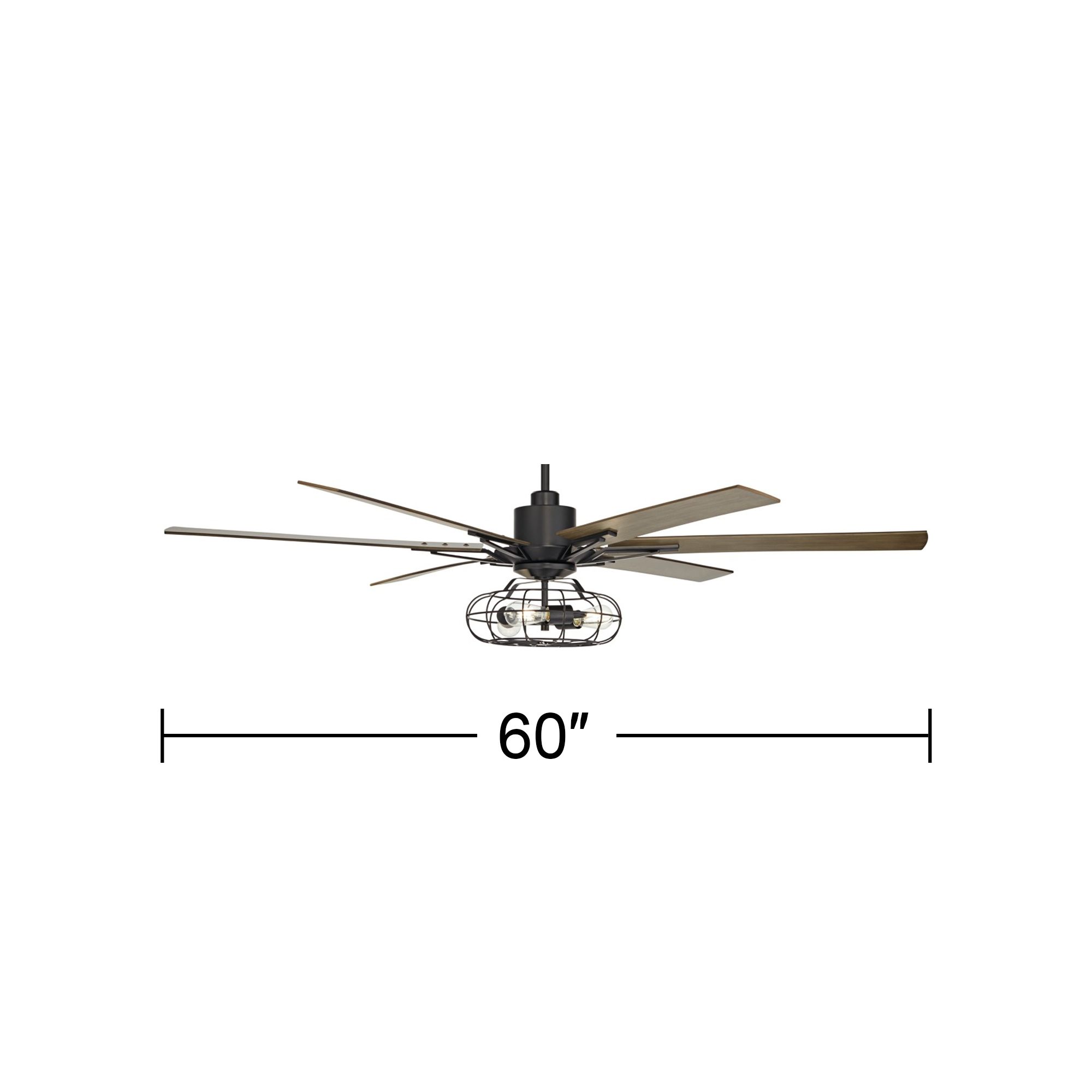 60" Casa Vieja Expedition Black LED Rustic Ceiling Fan with Remote