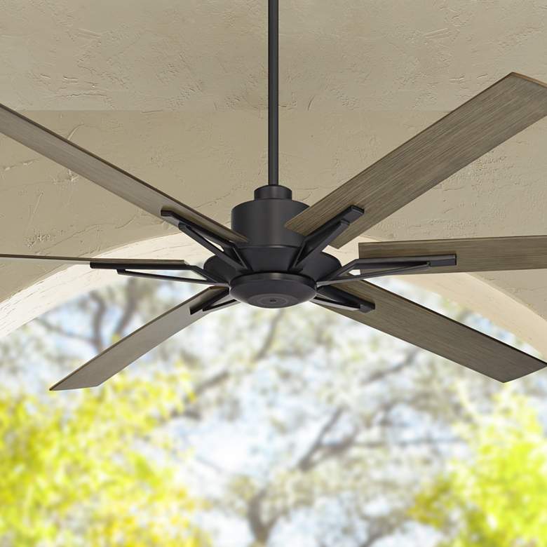 Image 1 60" Casa Vieja Expedition Matte Black Damp Rated Fan with Remote