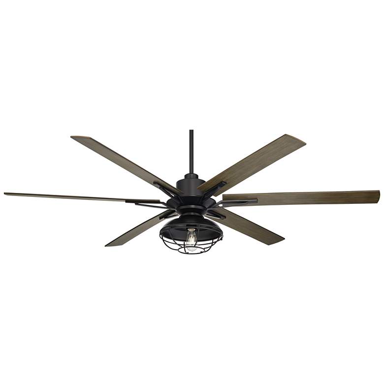 Image 2 60" Casa Vieja Expedition Matte Black Damp Rated LED Fan with Remote