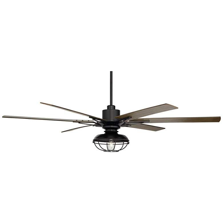 Image 6 60" Casa Vieja Expedition Matte Black Damp Rated LED Fan with Remote more views