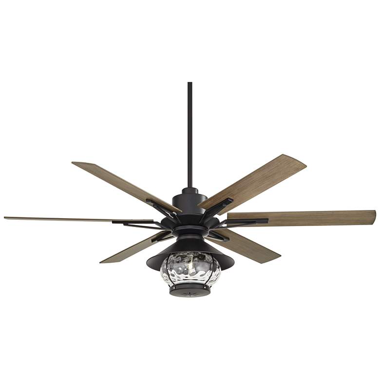 Image 2 60 inch Casa Vieja Expedition Matte Black Lantern Damp LED Ceiling Fan