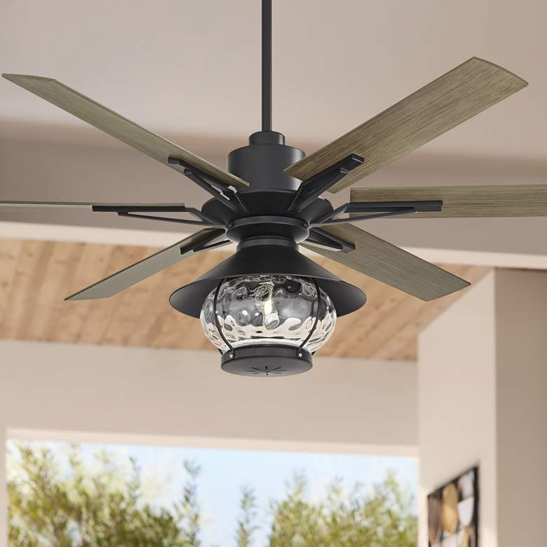 Image 1 60" Casa Vieja Expedition Matte Black Lantern Damp LED Ceiling Fan