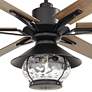 60" Casa Vieja Expedition Matte Black Lantern Damp LED Ceiling Fan