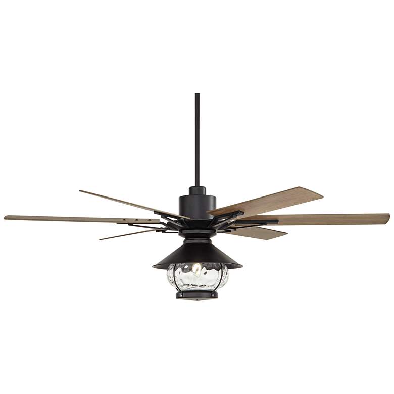 Image 6 60 inch Casa Vieja Expedition Matte Black Lantern Damp LED Ceiling Fan more views