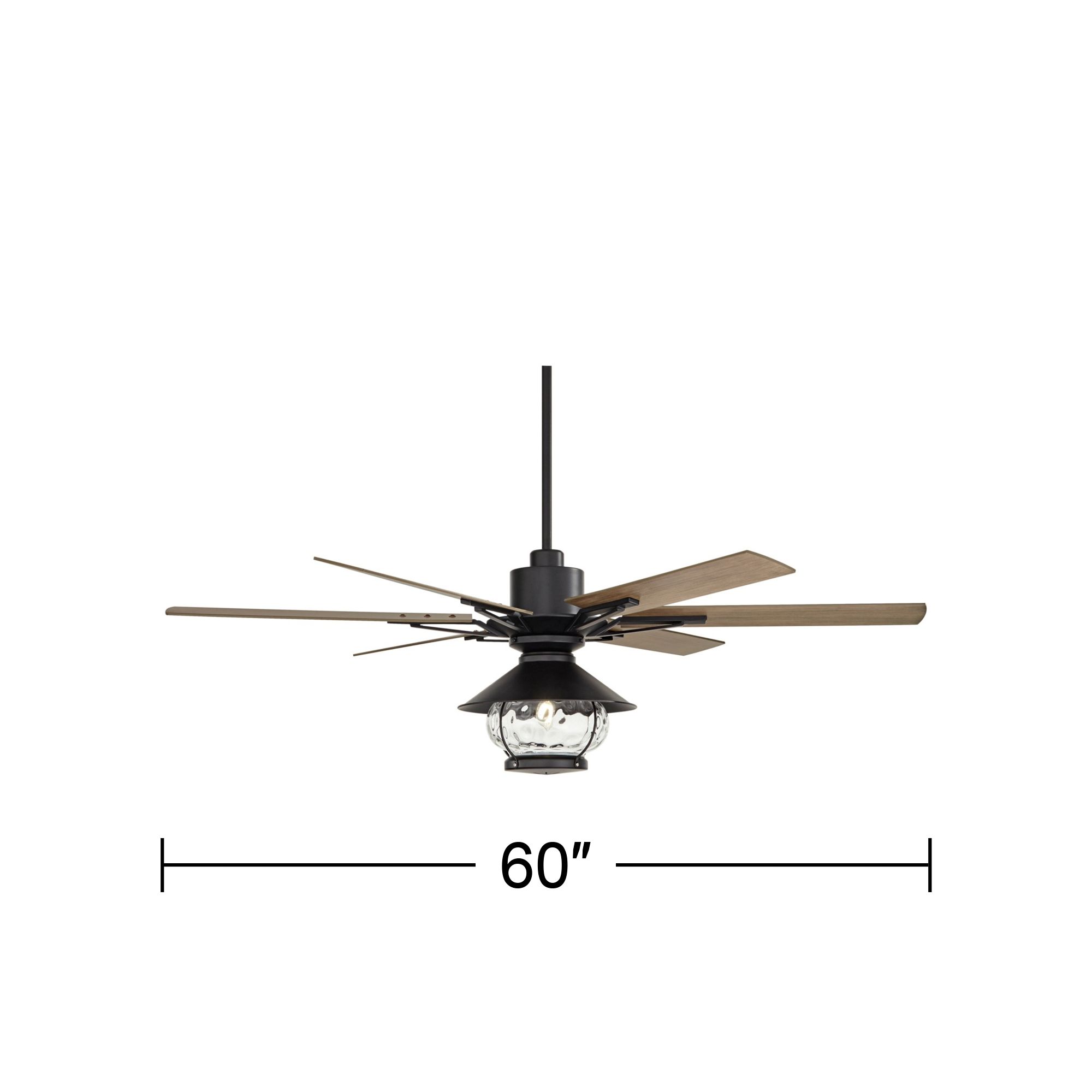 60" Casa Vieja Expedition Matte Black Lantern Damp LED Ceiling Fan