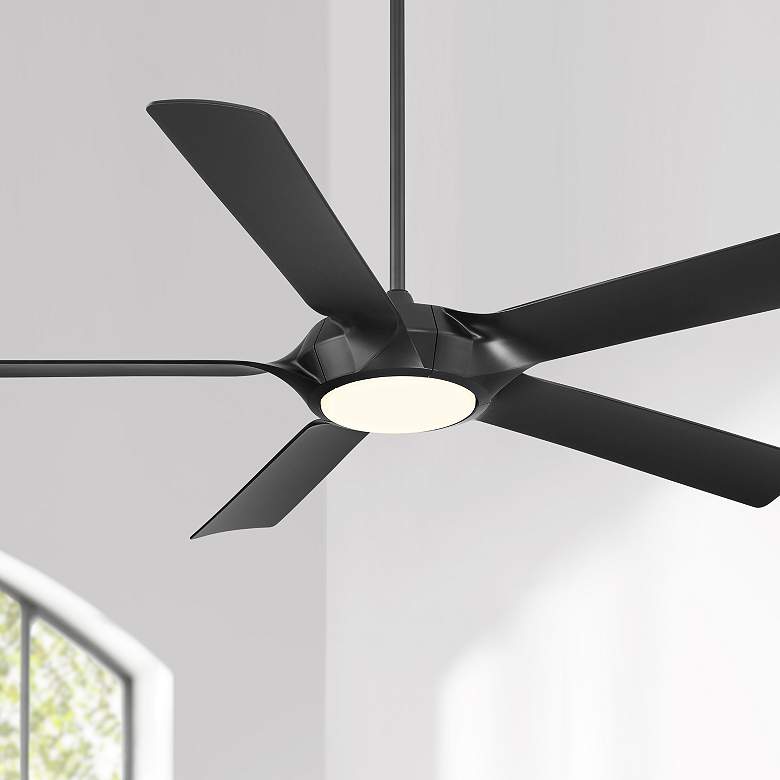 Image 1 60" Casa Vieja Grand Regal Matte Black LED Ceiling Fan With Remote